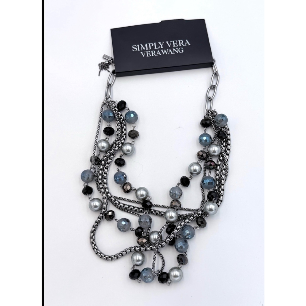 Simply Vera Vera Wang Gunmetal Blue Beaded Multi-Strand Necklace 2271